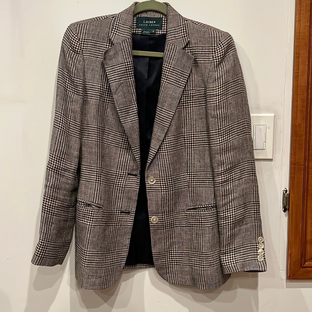 Ralph Lauren linen check blazer sport coat size 4 green label